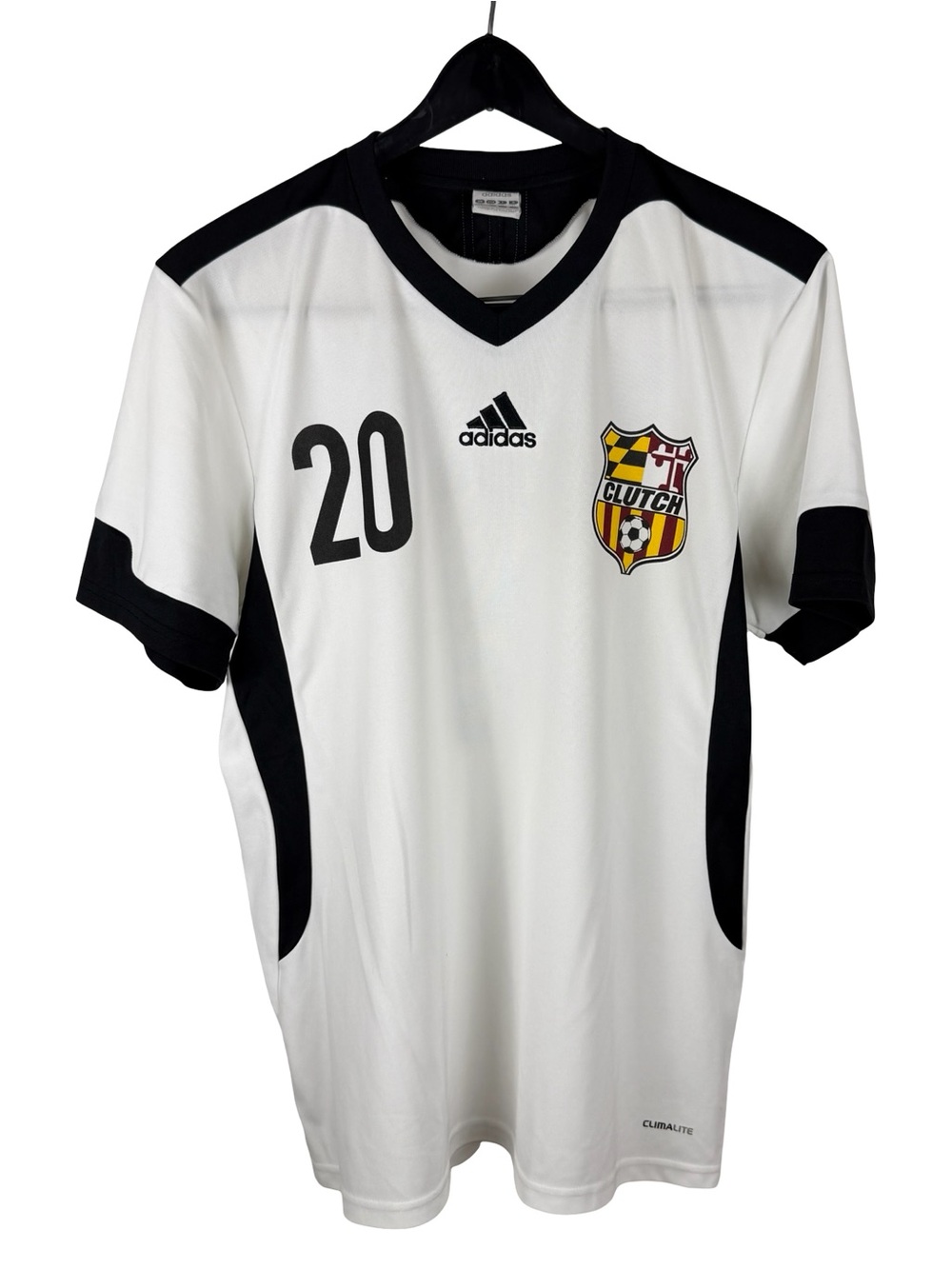 Mens Adidas Clutch Climalite Athletic Soccer Futbol White Jersey Size M